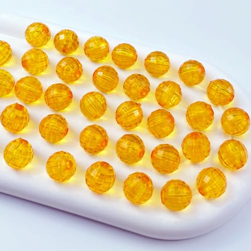 400 PCS 8mm Acrylic Round Faceted Beads Crystal Spacer Beads Multiple Faceted Loose Beads for DIY Jewelry Making Bracelet Necklace Earring Wind Chimes Wine Charms Sun Catchers(Orange) - color: 11-Orange, size: 8MM