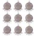 Mega Pet 10pcs Tibetan Silver Flat Round Chandelier Component Links Charm Pendant Connectors with 5 Holes for Dangle Earring Multi Strands Bracelet Necklace Jewelry Making - color: Antique Silver, Flat Round-2