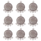 Mega Pet 10pcs Tibetan Silver Flat Round Chandelier Component Links Charm Pendant Connectors with 5 Holes for Dangle Earring Multi Strands Bracelet Necklace Jewelry Making - color: Antique Silver, Flat Round-2