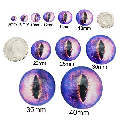 Julie Wang 8mm 100pcs Dragon Eyes Time Gem Cover Cameo Glass Cabochon Dome Jewelry Finding Pendant Crafts DIY Accessory about 0.31inches - size: 8MM-100PCS