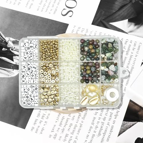 Basigeese Jewelry Making Supplies Kit Natural Stone Beads for Irregular Gemstone Beading with for DIY Craft Bracelet Necklace Earrings for Adults (Indian Agate) - color: Indian Agate
