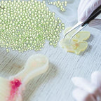 Iridescent Glass Tiny Bubble Beads, 0.4-3mm 20g No Hole Micro Mini Round Light Green Water Droplets Beads - Applications: for Resin Filler, Nail Art, Dollhouse Bath Tub, 2-Pieces - color: Light Green, size: φ0.4-3mm
