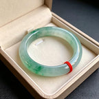 Natural Light green Jade bangle Round Bracelet for Women attract Good Luck Wealth Prosperity Feng Shui Jewelry Gift - size: 56mm