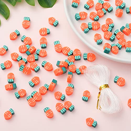 100pcs Carrot Polymer Clay 10mm Spacer Beads for Women Jewelry Making DIY Bracelet Necklace Hair Clip Easter Favor (Carrot) - color: Carrot