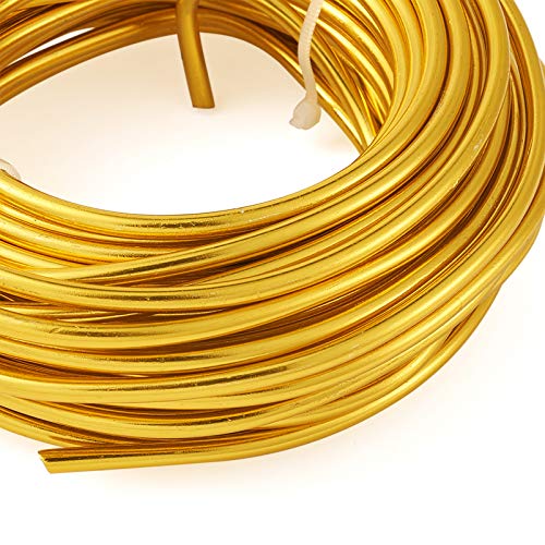 Fashewelry 32.8 Feet 5mm Gold Aluminum Wire Bendable Metal Craft Wire for Beading Sculpting Jewelry Making - color: Round-Gold, size: 5mm