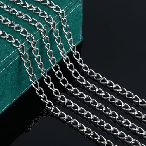 UMAOKANG 6.6 Feet Jewelry Chain for Jewelry Making Stainless Steel Chains Bulk for Men and Women Necklace DIY Jewelry Making Chain Roll - color: Cable (Steel)