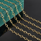 2 Yard Gold Plated Chains for Jewelry Making Stainless Steel Hollow Drop Chain Link for Women Necklace Bracelet DIY - color: Gold Drop