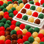 16mm Acrylic Beads 100pcs Christmas Pom Pom Bead Loose Fuzzy Faux Fur Poms Beads for DIY Crafting Necklace Bracelet Jewelry Making Keychain (mrsd) - color: red&yellow&green