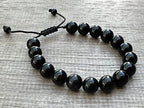 GAF TREASURES Grade A ++ Gemstone Round Bead Adjustable Bracelet 10mm, Genuine Crystal Bead Bracelet, Gift for Men & Women - color: Black Tourmaline