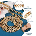 Craftdady 2Pcs Flat Chain Strap Gold Metal Purse Handbag Shoulder Body Replacement Strap 39.3" Twisted Curb Link Aluminum Cable Chain for Wallet Clutch Belt Necklace Bracelet - color: Gold, 16.5x13mm