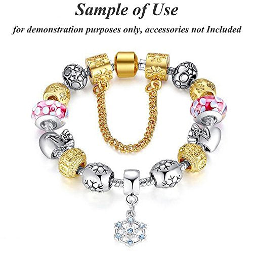 RUBYCA 5pcs 7.5" Silver Gold Color Clasp European Snake Chain Charm Bracelet fit Charm Beads DIY - color: Gold Clasp on Silver Snake Chain, size: 19 CM