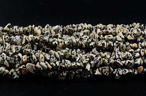 Natural Chip Stone Beads Dalmation Spot 5-8mm About 400 pieces Irregular Gemstones Healing Crystal Loose Rocks Bead Hole Drilled DIY for Bracelet Jewelry Making Crafting (5-8mm, Dalmation Spot Jasper) - color: Dalmation Spot Jasper