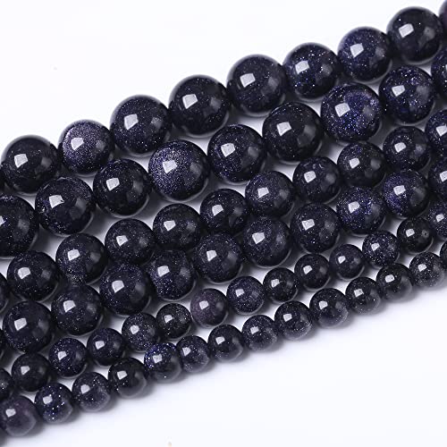 8MM Blue Sand Round Loose Beads Natural Gem Beads Crystal Energy Stone Beads for Jewelry Making DIY Bracelet Necklace - color: Blue Sand, size: 8mm