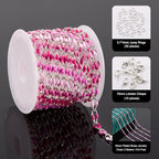 YOUBEIYEE 6.5 Feet Colorful Rose Pink Enamel Chain for Jewelry Making Oil Drip Link Chains Silver Plated Jewelry Chain Roll with Jewelry Findings - color: Rose Pink Silver