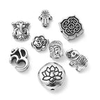DanLingJewelry 80Pcs 8 Styles Tibetan Religious Beads Antique Silver Buddha Lotus Elephant Religious Spacer Beads for Jewelry Making Crafts - color: 80pcs - religious - 8 styles