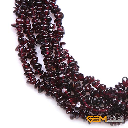 GEM-Inside Garnet Chips Natural 3-5MM Gemstone for Bracelet Necklace Earrings Jewelry Making Crafts Design Wholesale Loose Beads 34" - color: Red Garnet