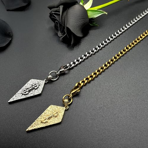 18K Gold Plated Knight's Shield Slip Chain for Women - color: Stainless Steel, size: 27''