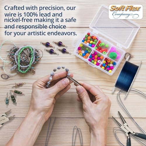 Soft Flex 26 Gauge Craft Wire - 27 Meters - Jewelry Wire with Tarnish Resistant Silver Plating - style: Blue