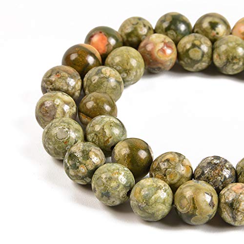 36pcs 10mm Natural Rhyosite Gemstone Round Spacer Loose Stone Beads for Jewelry Making 15.5" 1 Strand (Rhyosite, 10mm 36Beads) - color: Rhyosite, size: 10mm 36Beads