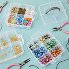 Juvale 3-Tier Bead Organizer Box - 6x6x5 In, Clear Plastic Container with Dividers - Adjustable Sections for Bead Storage & Earring Storage - Craft Container & Jewelry Box Organizer (Pack of 2) - size: 2 Pack, 3 Layer