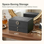 3 Layer Jewelry Box with Lock, Women Large Jewelry Holder Organizer with Drawer for Necklaces, Rings, Bracelets, Earrings, Watches, Valentines Gift for Mom Girl Wife (Black) - color: Black