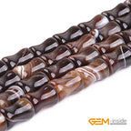 GEM-Inside 30Pcs 8x12mm Natural Brown Sardonyx Onyx Agate Stone Plant Bamboo Knot Bone Charms Beads for Jewelry Making Power Energy Chakra Stone Beads - color: Brown Sardonyx Onyx Agate