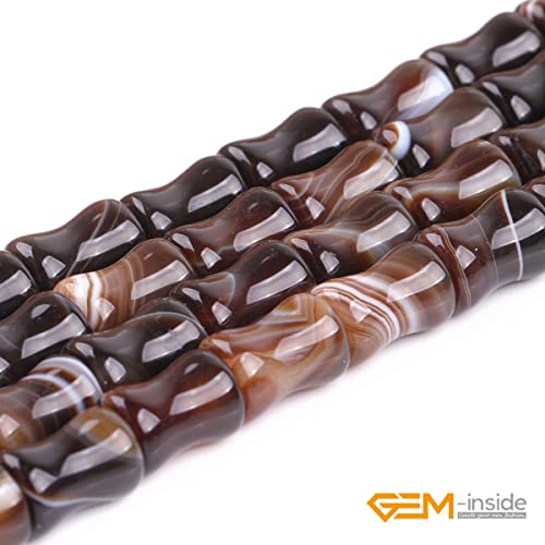 GEM-Inside 30Pcs 8x12mm Natural Brown Sardonyx Onyx Agate Stone Plant Bamboo Knot Bone Charms Beads for Jewelry Making Power Energy Chakra Stone Beads - color: Brown Sardonyx Onyx Agate