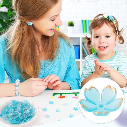 100Pcs Cherry Blossom Beads, 5-Petal Acrylic Flower Beads, Mini Spacer Beads Hair Charms Halloween Christmas for Bracelets Earring Jewelry Making- Blue - color: Blue, A Styles