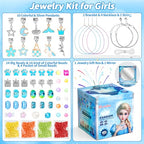 BLmukce Charm Bracelet Making Kit for Girls Ages 8-12, DIY Jewelry Making Kit & Craft Set with Beads, Charms & Necklace Kit Birthday Christmas Gift for Kids 4-6 7 8 Years Old Girl - color: Blue