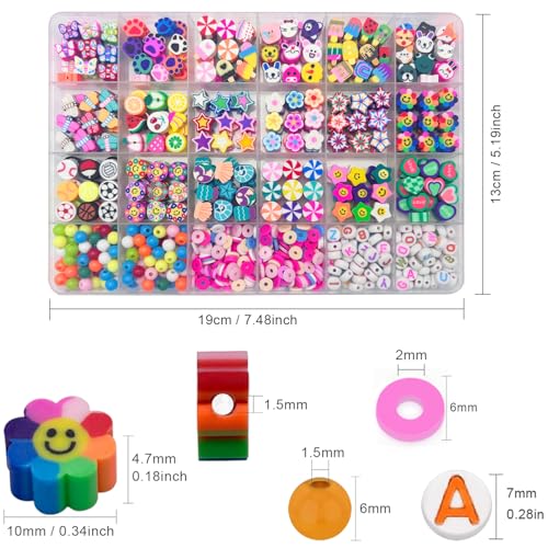 650pcs Polymer Clay Beads Bracelet Making Kit, Gold Beads Clay Bead Charms for Jewelry Making DIY Bracelet, Necklace, Earring Making, Cute Fun Bead Charms Arts Crafts DIY Gifts - color: Color cartoon