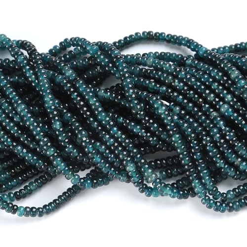 150PCS 2x4mm Natural Dark Blue Jade Rondelle Beads Abacus Disk Stone Beads Round Loose Spacer Gemstone for DIY Bracelet Necklace Jewelry Making - color: Dark blue jade Stone, size: 2x4mm Abacus Disk