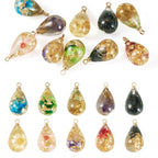 10Pcs Resin Dried Flower Teardrop Charms Transparent Natural Dried Flower Water Drop Pendants Floral Dangle Charms for DIY Earring Necklace Bracelet Jewelry Making