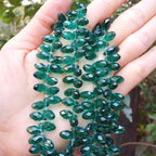 200pcs Czech 12mm Faceted Teardrop Briolette Crystal Glass Loose Beads Pendant Drop Spacer Bulk Emerald Green for DIY Jewelry Making CCT2-24 - color: Emerald Green, size: 12x6mm - 200pcs
