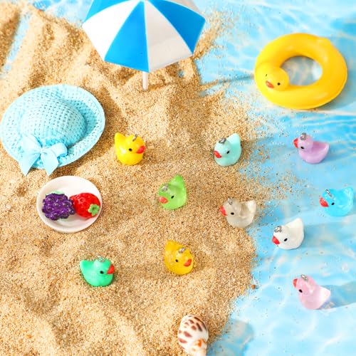 Augshy 64 Pcs Mini Ducks Charms Luminous Resin Ducks Glow in The Dark Duck Beads Tiny Duck Pendant for DIY Bracelet Necklace Jewelry Making Party Supplies, 0.6*0.8inch - style: Duck Style