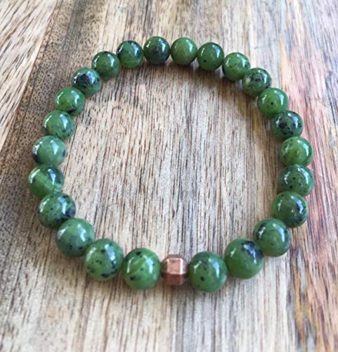 Mens Nephrite Jade Bracelet, Canadian Nephrite Jade, High Quality 8mm Canadian Nephrite Jade Bracelet, Authentic Nephrite Jade, Green Jade