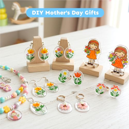 Auihiay 198 Pieces Shrink Plastic Kit Includes 20 Sheets Shrink Papers, Hole Punch, Keychain Accessories and Pencils for Shrinky Art and DIY Keychain Making Easter Mother Day Ornament - size: 198PCS
