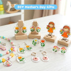 Auihiay 198 Pieces Shrink Plastic Kit Includes 20 Sheets Shrink Papers, Hole Punch, Keychain Accessories and Pencils for Shrinky Art and DIY Keychain Making Easter Mother Day Ornament - size: 198PCS
