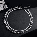 CHESKY 14K Gold Plated Chunky Necklace for Women, Trendy Paperclip Chain Necklace Thick Cross Heart Pendant Necklace Layered Herringbone Cuban Link Chain Toggle Necklaces Non Tarnish Jewelry - color: silver, style: paperclip+herringbone