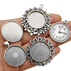 20pcs Mixed Fit 25mm Blank Bezel Pendant Trays Base Cabochon Settings Trays Pendant Blanks for Jewelry Making DIY Findings (M280) - color: Antique Silver 25mm