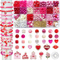 1800PCS+ Valentine’s Day Beads for Bracelets Jewelry Making Set, Pink Red Polymer Clay Beads Assorted Pearl Acrylic Heart Bead Letter Spacer Flower Bead and Heart Charms for Necklace Bracelets Making