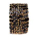 Glass Rice Beads Black 4x6mm 50pcs Faceted Oval Golden Edge Crystal Loose Beads for DIY Craft Jewelry Making - color: Black