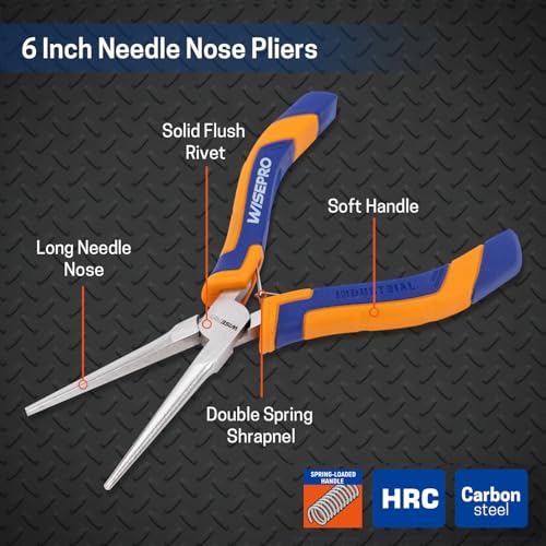 Mini Needle Nose Pliers, 6 Inches Straight/Bent Small Long Nose Pliers with Comfort Handle for Wire Wrapping, Electronic Repair, Jewelry Making - color: Straight Needle Nose Pliers - Blue