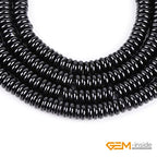 GEM-Inside 2x6mm Natural Polished Black Agate Stone Heishi Disc Rondelle Spacer Beads for Jewelry Making Full 15" Strand Energy Stone Healing Power Crystal - color: Black Agate