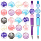 20Pcs 20mm Luminous Cloud Focal Round Beads for Pens Cloud Fancy Space Beads for DIY Craft Beadable Pens Keychain Bracelet Necklace Earrings Jewelry Making - color: Cloud