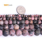 GEM-Inside 6mm Natural Stone Black Rhodonite Frosted Matte Unpolished Round Beads for Jewelry Making Strand 15 inch - color: Black Rhodonite, size: 6mm