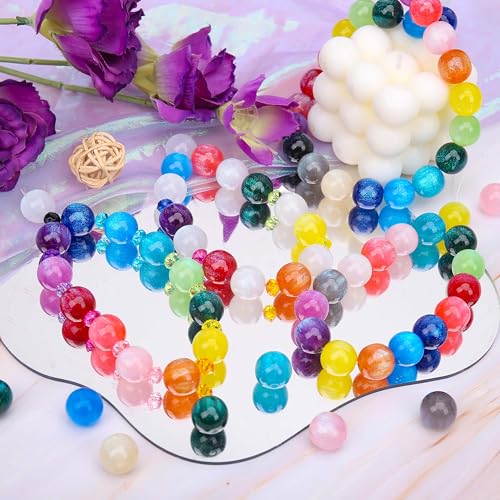 BONNY BOXX 30PCs 16mm Galaxy Glitter Mermaid Acrylic Round Beads Crystal Mix Plastic Pastel Loose Spacer Bubblegum Beads for Jewelry Making Phone Strap DIY Crafts - color: Galaxy Glitter Mermaid