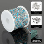 UMAOKANG 5 Meters Silver Chains for Jewelry Making Stainless Steel Necklace Chains Bulk Blue Oil Drip Craft Chain Spool Jewelry Supplies - color: Steel-Blue