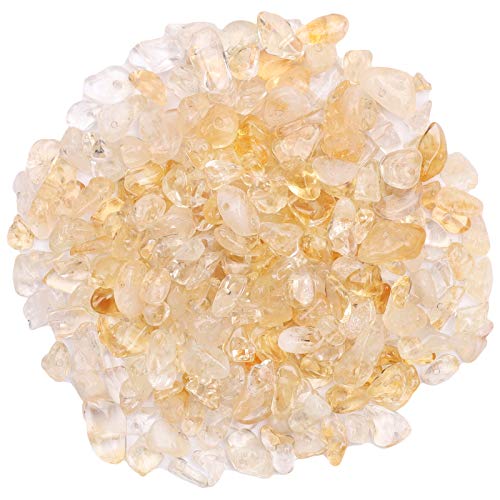 500 pcs Natural Chip Stone Beads, Citrine 5-8 mm Irregular Gemstones Healing Crystal Loose Rocks Bead Hole Drilled for Jewelry Making Bracelet - color: Citrine