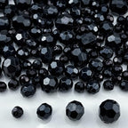850pcs Acrylic Round Faceted Beads 6mm 8mm 10mm 12mm Faceted Round Spacer Beads for Bracelets Necklace Earring DIY Jewelry Making Craft(Black) - color: Black