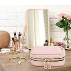 Teamoy Mini Jewelry Travel Case, Storage Organizer Bag for Earrings, Necklace, Rings, Misty Rose - color: Misty Rose